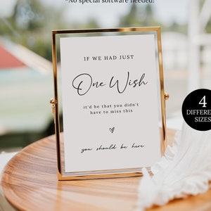 You Should Be Here Wedding Sign, If I Had One Wish, Wish You Were Here Sign, Modern Minimalist Wedding Memorial Sign Template, Wedding Sign