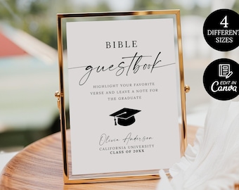 Bible Guestbook Sign for Graduation, Graduation Memory Table Sign, Sign Your Favorite Bible Verse Sign, Christian Graduation Decor Printable