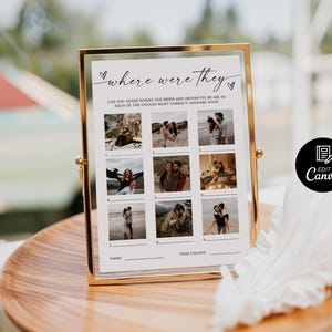 Where Were They Bridal Game Template, Minimalist Photo Guessing Game Card And Sign, Couples Shower Game, Photo guessing Wedding Shower game