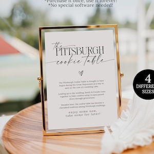 Pittsburgh Cookie Table Sign, Minimalist Wedding Cookie Table Sign, Pittsburgh Tradition Wedding Sign, Pittsburgh Cookie Sign For Wedding