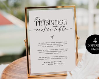 Pittsburgh Cookie Table Sign, Minimalist Wedding Cookie Table Sign, Pittsburgh Tradition Wedding Sign, Pittsburgh Cookie Sign For Wedding