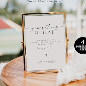 Letrero de boda "Generaciones de amor", Letrero de recepción "Todo lo que esperamos ser", Letrero de boda minimalista moderno, Plantilla de letrero de boda minimalista