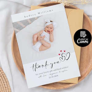 Photo Thank You Card for Newborn Baby with Name, Baby Thank You Card, Newborn Thank You Card, Personalized Birth Announcement ThankYou Card