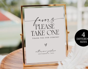 Bridal Shower Favors Sign Template, Minimalist Wedding Thank You Sign, Modern Wedding Please Take One Sign Printable Favors Sign Printable