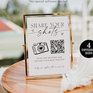 Share Your Shots QR Code Sign, Wedding Share Your Shots Photo Album Sign, Bridal Shower Photos QR Code Sign, Photo Scan and Share DIY Sign
