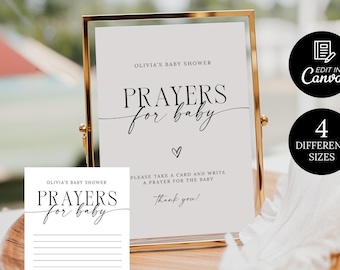 Prayers for Baby Sign and Card Set, Baby Shower Advice, Prayers for Baby Sign Template, Baby Shower for Prayers Card Printable