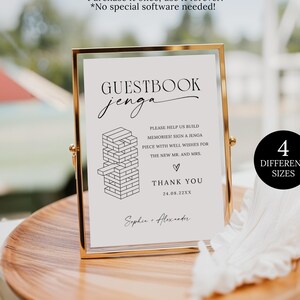 Jenga Sign For Wedding Guest Book, Wedding Building Blocks Sign, Minimalist Jenga Guestbook Sign, Wishes for Newlyweds Build Memories Sign