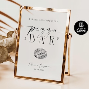 Wedding Pizza Bar Sign Template, Late Night Food Station Engagement Party Pizza Sign, Bridal Shower Pizza Bar Sign, Wedding Table Pizza Menu