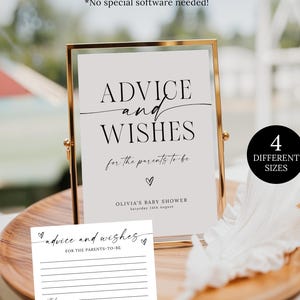 Bord met advies en wensen voor babyshower, bord met advieskaart, afdrukbare poster met advies voor babyshower, advies voor ouders als tekensjabloon