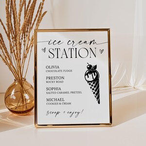 Wedding Ice Cream Bar Sign Template, Bridal Shower Ice Cream Sign, Minimalist Engagement Party Ice Cream Bar Sign, Ice Cream Sundae Bar Sign