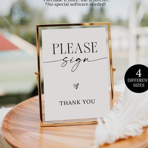 Minimalist Wedding Please Sign Printable, Modern Bridal Shower Please Sign Template, Boho Guestbook Sign, Elegant Engagement Please Sign