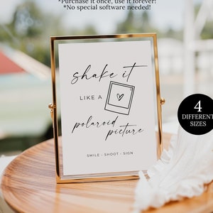 Shake it like a polaroid picture wedding sign, Polaroid Wedding Sign, Instax Mini Guestbook Sign, Modern Polaroid Photo Guestbook Sign