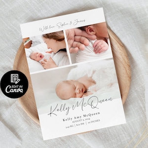 Carte d'arrivée de bébé, Carte de naissance personnalisée, Carte de bienvenue de bébé, Carte de bébé fille, Carte de bébé garçon, Carte de naissance de bébé, Carte de bienvenue de bébé, Carte de nom de bébé