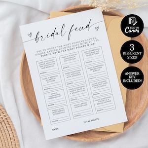 Bridal Shower Family Feud Game, Modern Bridal Shower Game, Minimalist Bridal Shower Family Feud Game, Fun Wedding Shower Activity Game Canva