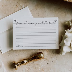 Favorite Memory with the Bride Card Printable, Bridal Shower Memory Card, Wedding Advice and Wishes Keepsake Card, Bridal Shower Game,