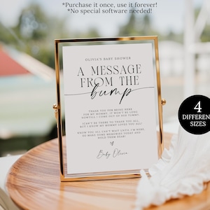 Bewerkbaar babybumpbord, een bericht van de hobbelsjabloon, afdrukbaar babyshowerberichtbord, babybericht van hobbel, Canva bewerkbaar teken