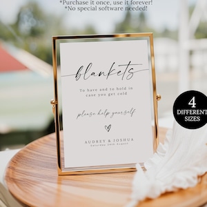 Minimalist Blankets Wedding Sign Template, Have And To Hold In Case You Get Cold Sign, Please Take Blankets and Shawls Wedding Table Sign