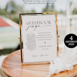 Jenga Sign For Wedding Guest Book, Wedding Building Blocks Sign, Minimalist Jenga Guestbook Sign, Wishes for Newlyweds Build Memories Sign