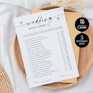 Wedding Shower Shoe Game Template, Minimalist Couples Shoe Game, Bridal Shower Game, Fun Couple Game Printable, Couples Bachelorette Game