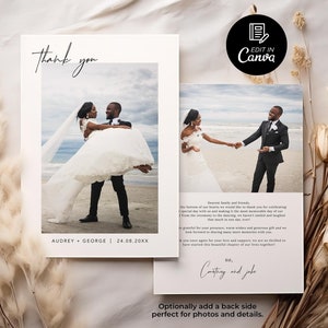 Wedding Picture Thank You Card Instant Download, Modern Thank You Card Template, Bridal Shower Thank You Card, Printable Wedding Thank You