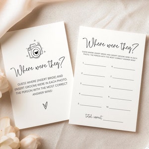 Où étaient-ils modèle de jeu de douche nuptiale, où étaient-ils mariage jeu sur toile, jeu photo de couples, jeu de douche nuptiale minimaliste imprimable