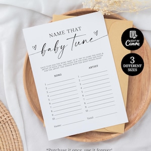 Name der Baby Melodie, Druckbare Minimalist Baby Song Spiel, Name der Baby Melodie, Name der Baby Lied, Minimalist Baby Shower Spiele Canva