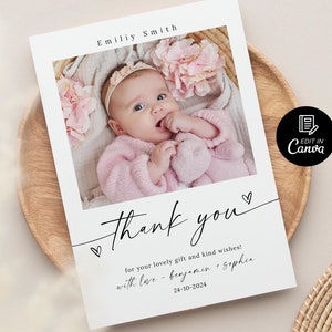 Neugeborenen Dankeskarte, Baby Dankeskarte, Geburtsankündigung Foto Dankeschön Karte Vorlage, Modernes Foto Dankeschön Karte für Neugeborene