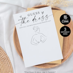 Guess The Dress Bridal Shower Game Printable Template, Modern Bridal Draw the Dress Editable, Minimalist Bachelorette Guess the Dress Games