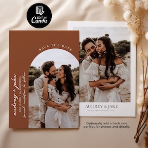 Hochzeit Terrakotta Save the Date, Foto rustikale Hochzeit Save the Date, moderne Gebrannte Orange Save the Date, Boho Hochzeit Save the Date Template