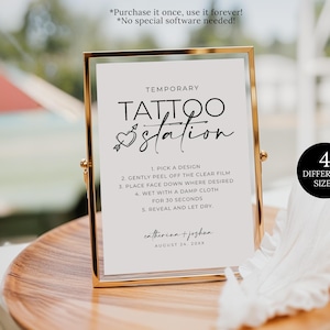 Cartello temporaneo per postazione tatuaggi, cartello per bomboniere tatuaggi per matrimoni, cartello per bar tatuaggi per matrimoni, cartello per tatuaggi per addio al nubilato, cartello minimalista per tatuaggi per matrimoni