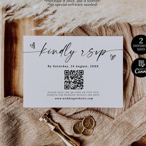 QR Code RSVP Card Template, Editable Printable Wedding RSVP, Boho Rsvp Card Template, Modern Rsvp Template, Minimalist Rsvp Postcard