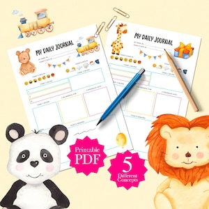 Afdrukbare dagplanner voor kinderen, schema voor kinderen, dagelijks schema voor kinderen, schattige kampeerdieren, planner voor kinderen, A4 en VS-brief, dagelijks kinderen