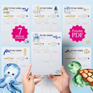 Afdrukbare dagelijkse planner voor kinderen, schema voor kinderen, dagelijks schema voor kinderen, schattige haai, schildpad, planner kinderen, A4 en US-Letter, dagelijks kinderen