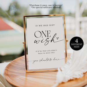 You Should Be Here Wedding Sign, If I Had One Wish, Wish You Were Here Sign, Modern Minimalist Wedding Memorial Sign Template, Wedding Sign