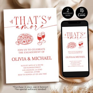 That&#39;s Amore Engagement Party Invitation Template, Italian Bridal Shower Invites, Wedding Shower Invite Printable, Bridal Shower Invitation