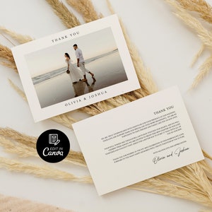 Photo Thank You Card Template, Instant Printable DIY Thank You Card, Wedding Thank You Card, Minimalist Wedding Photo Thank You Card Canva