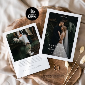 Photo Modern Thank You Card Template, Bridal Shower Thank You Card, Modern Wedding Thank You Card, Minimalist Wedding Photo Thank You Card