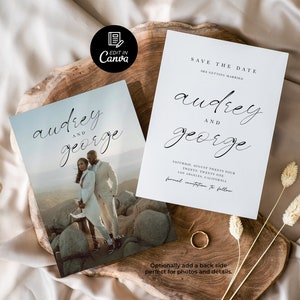 Modello Save the Date per matrimonio, Save the Date per addio al nubilato, Scheda Save the Date minimalista, Invito Save the Date modificabile Boho Save the Date
