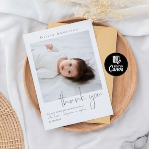 Photo Thank You Card for Newborn Baby with Name, Birth Card, Personalized Birth Announcement Thank You Card, Baby Thank You Card Template