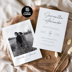 Wedding Invitation Template with Photo, Wedding Invite, Modern Photo Wedding Invitation, Wedding Invitation, Editable Template Wedding Card