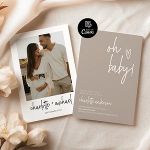 Baby Shower Invitation Template, New Baby Announcement Parents Postcard, Photo Baby Shower Invite, Newborn Announcement Card Personalized