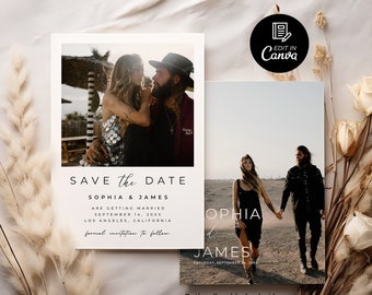 Wedding Save the Date Template, Minimalist Save the Date Card, Boho Save the Date Editable Save The Date Invite, Instant Download