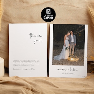Moderne Hochzeit Dankeskarte, Minimalistisches Hochzeitsfoto Dankeskarte, Foto Moderne Dankeskarte Vorlage, Brautparty Dankeskarte