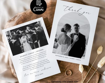 Wedding Photo Thank You Card Instant Download, Modern Thank You Card Template, Bridal Shower Thank You Card Printable, Wedding Thank You