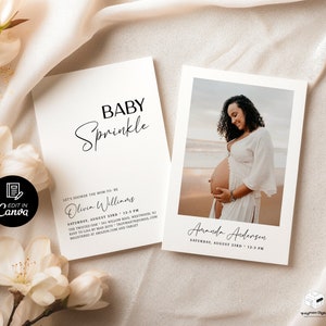 Faire-part de shower de bébé modifiable, carte modèle faire-part de bébé, carte de remerciement grossesse personnalisée, carte postale photo shower de bébé
