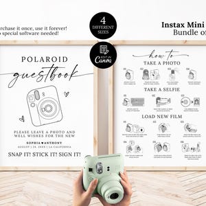 Instax Mini 12 Instructions Sign Template, Polaroid guestbook sign, How to Load New Film, How To Take A Photo Sign, Photo Guest Book Sign