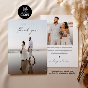 Wedding Picture Thank You Card Template , Bridal Shower Thank You Card, Printable Wedding Thank You, Photo Thank You Card Instant Download