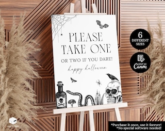 Halloween-Schild-Vorlage, bitte nimm ein Schild, Vintage Trick-or-Treat-Türschild, Halloween-Trick-or-Treat-Geschenkschild, Take-One-Candy-Schild
