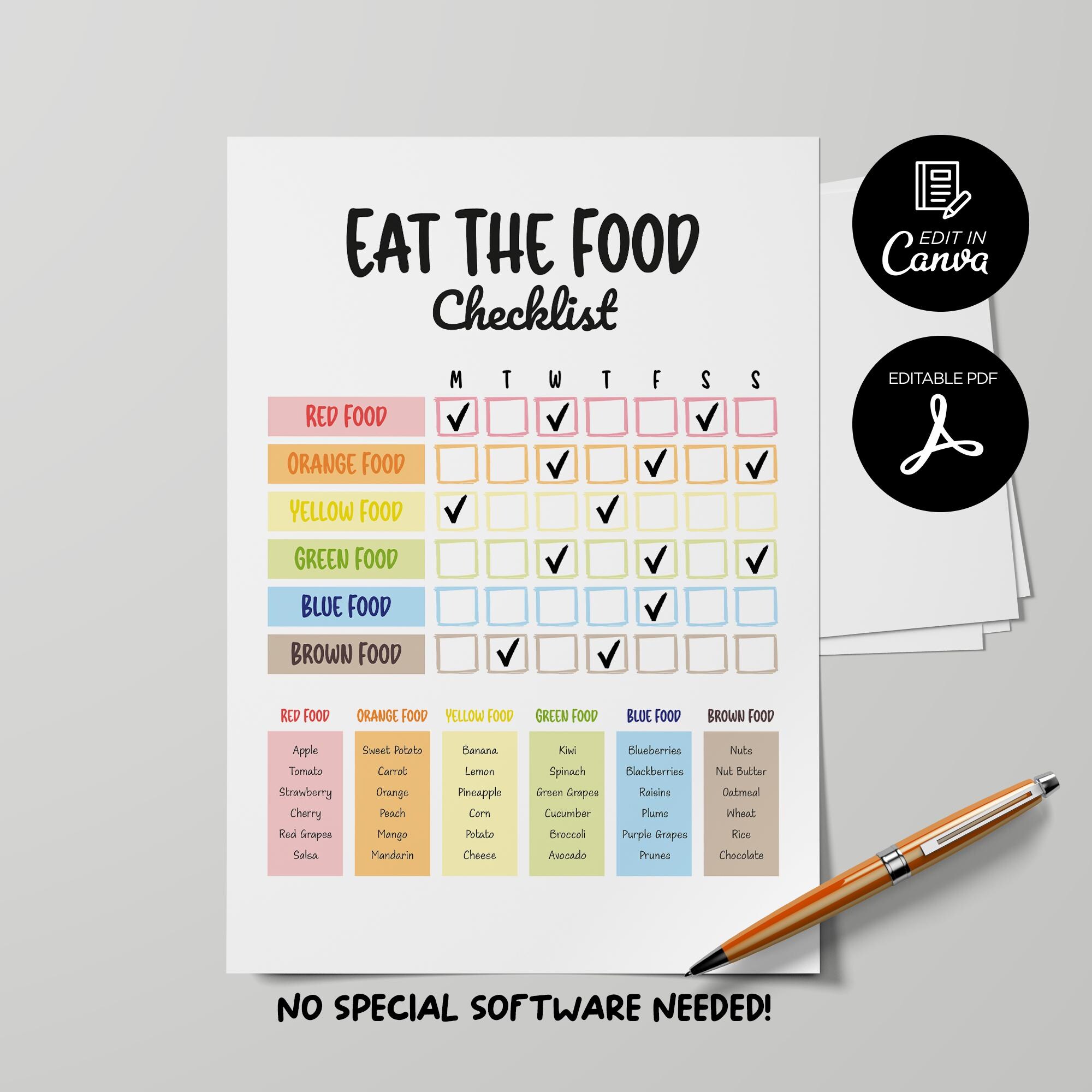 Eat the Rainbow Chart, Healthy Food Tracker, Healthy Eating, Kids ...