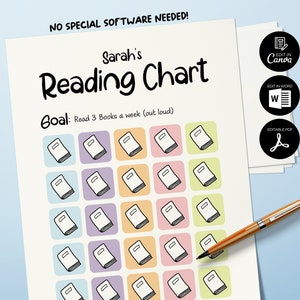 Reading Chart for Kids, Reading Tracker Kids, Reading Log, Reward Chart, Reading Chart, Book Reading Checklist, Reading responsibility